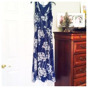 Sophie Max Studio V-Neck Chiffon Blue Floral  Maxi