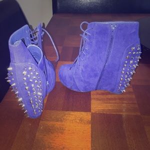 Spiked Royal blue wedges