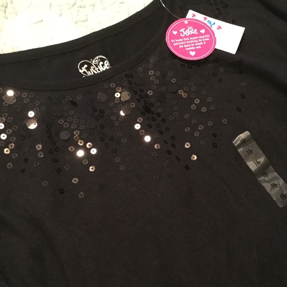 Justice Black Sequins top