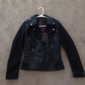 Black leather jacket- size medium