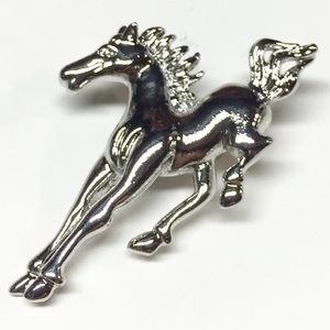 Silver Toned Horse Brooch Pin
