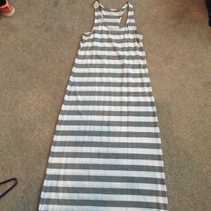 Gray and White Striped Maxi dress