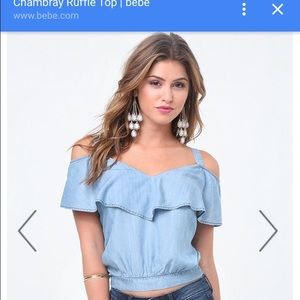 Bebe ruffle denim top