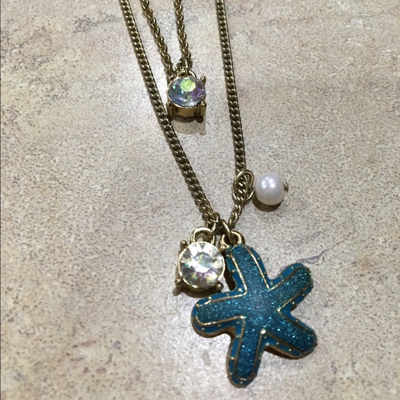 Betsey Johnson Blue Starfish Gold Necklace