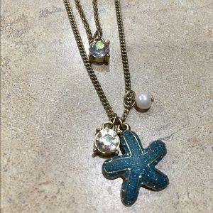 Betsey Johnson Blue Starfish Gold Necklace