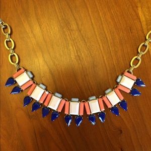 J.Crew Statement Necklace-Peach & Blue Teardrop