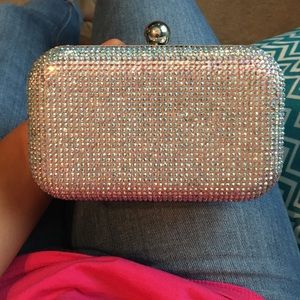 Bejeweled clutch with chain strap
