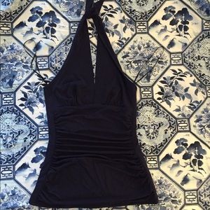 Trina Turk Navy Rouched Halter GUC P (XS)