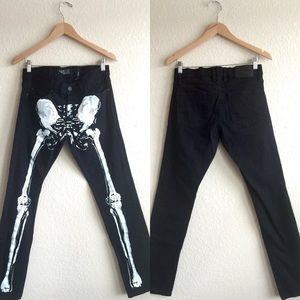 rude black skeleton skinny jeans