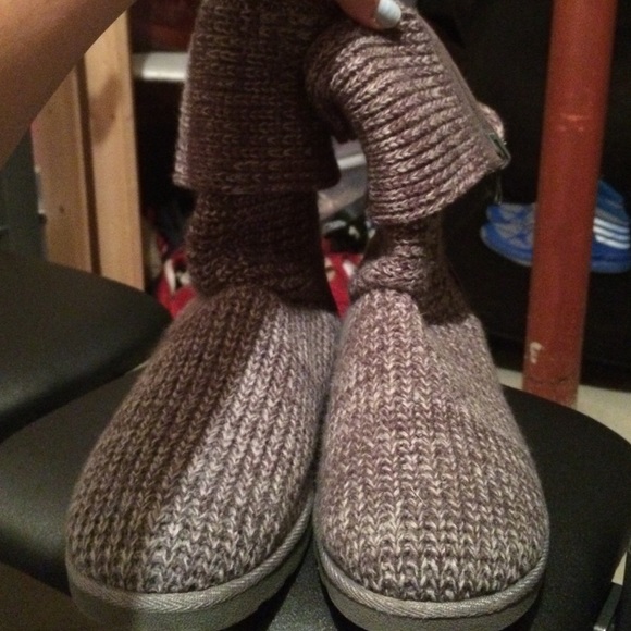 Knit boots w/zipper