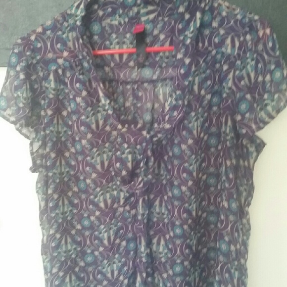 Flower printed sheer blouse