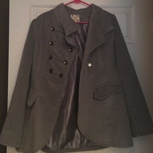 Large gray peacoat