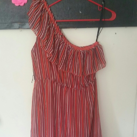 One shoulder multicolored striped dress
