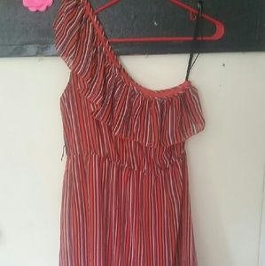 One shoulder multicolored striped dress