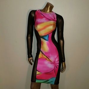Mulit color sheer side dress