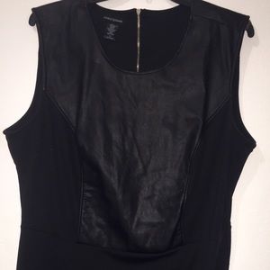 Faux leather and polyester black dress