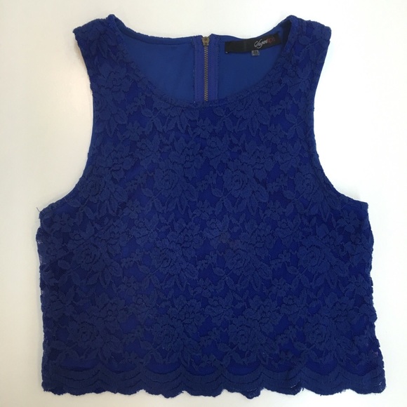 Royal blue lace crop top