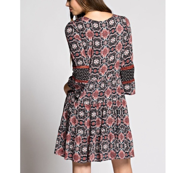 ❗️LAST SMALL Print Lace Down Tunic Dress - Picture 4 of 4