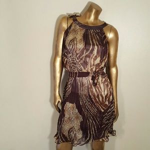 Brown pleated dress