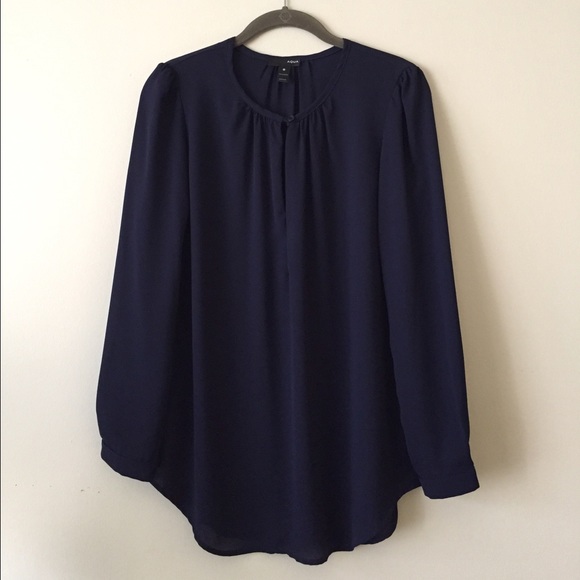 AQUA navy blue blouse