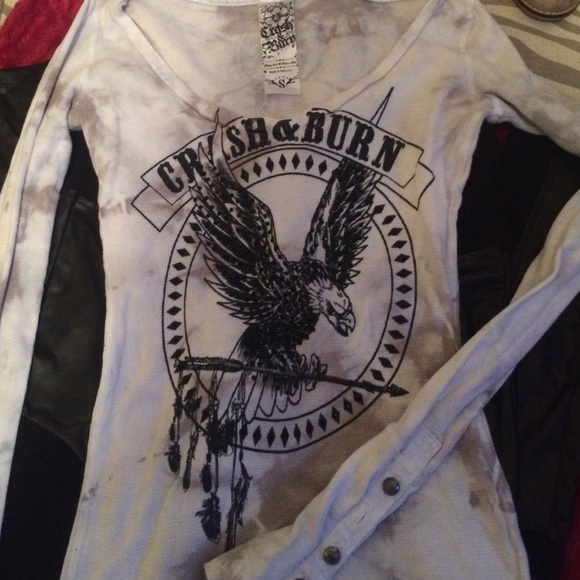Crash and burn tie dye white long sleeve
