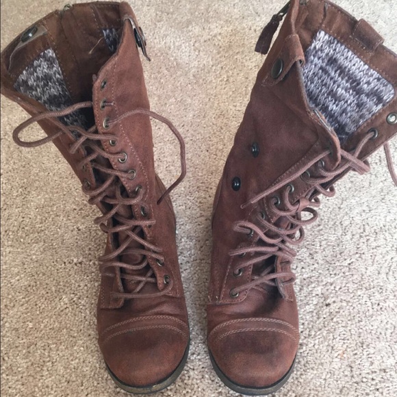 Brown combat boots