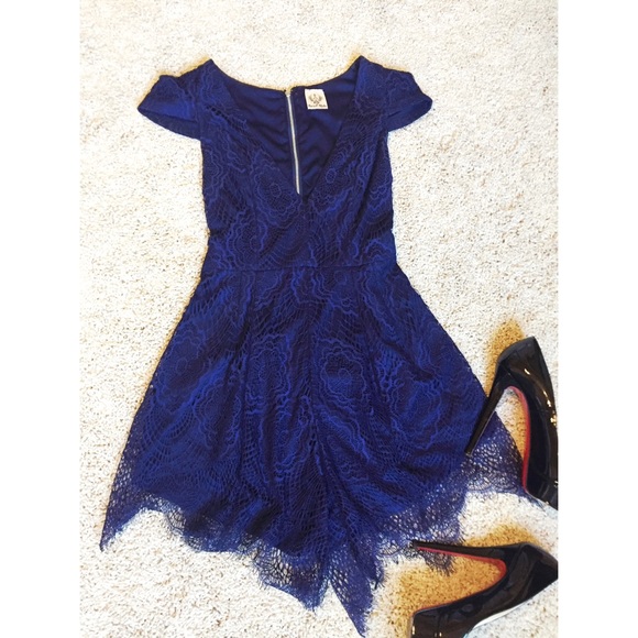 Hello Molly blue lace romper