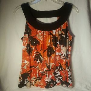 Orange & brown tank blouse