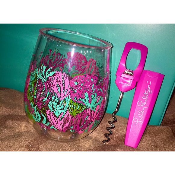 Lilly Pulitzer Accessories - Lilly Pulitzer wine/bottle opener and  wine glass!