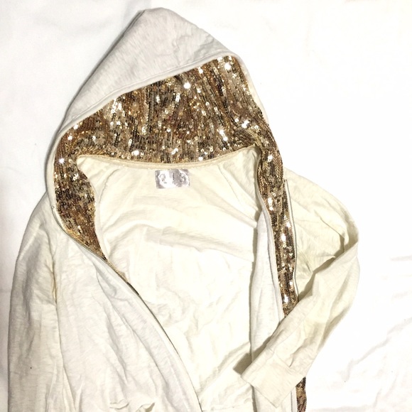 213 White with Gold Sequin Zip Up
