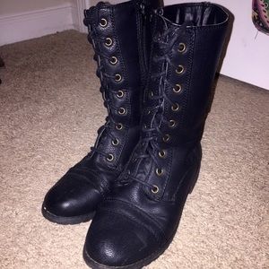 black combat boots