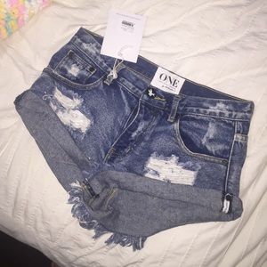 NWT One tea spoon shorts. NO trades, price is firm
