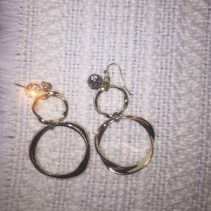 Gold earrings with silver stones