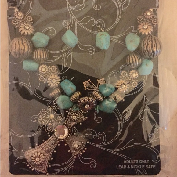 Cross necklace and earring set