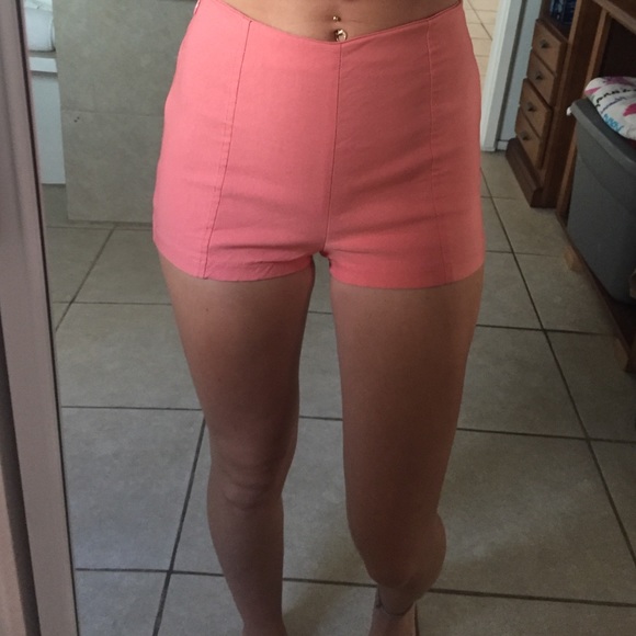Peach colored Charlotte Russe high waisted shorts