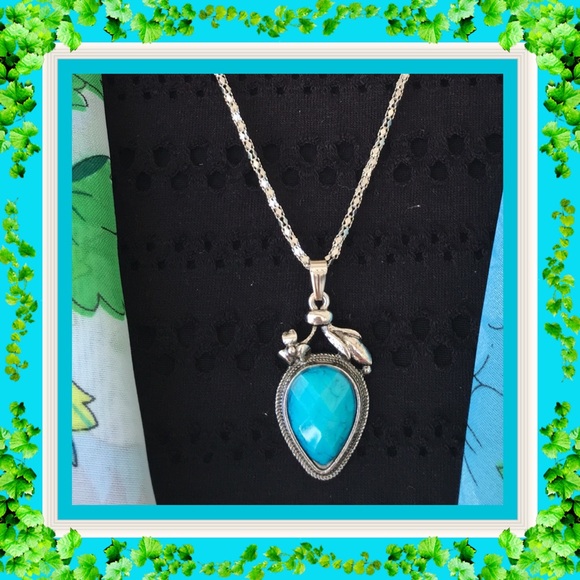 🌺🌴🌺 NWOT:  SILVER AND TURQUOISE NECKLACE 🌺🌴🌺 - Picture 4 of 6