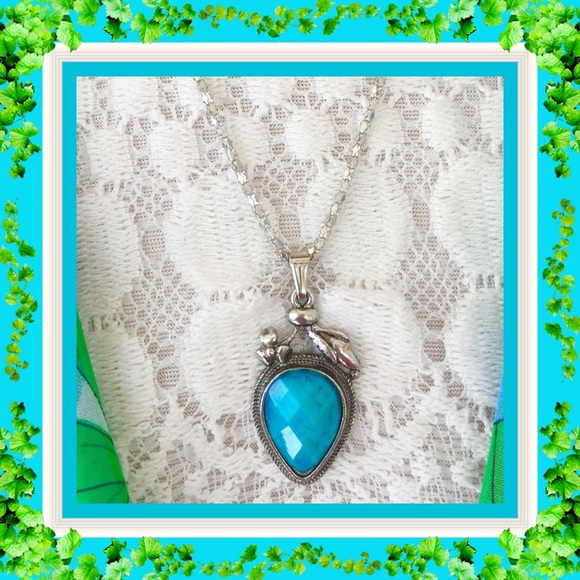 🌺🌴🌺 NWOT:  SILVER AND TURQUOISE NECKLACE 🌺🌴🌺 - Picture 6 of 6