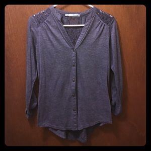 Blue cardigan with lace back