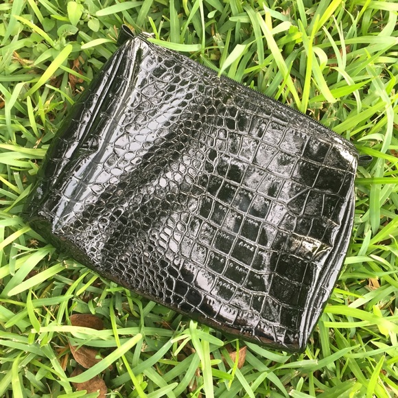 black snake skin make up bag