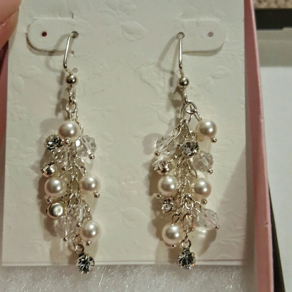 Custom made pearl & crystal earrings