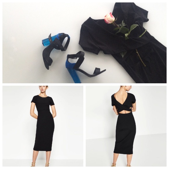 Zara ribbed crossover back dress