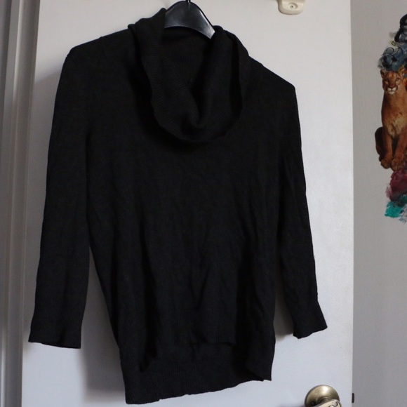 Cowl Neck Gray Fitted Sweater