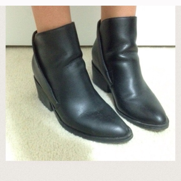 Edgy faux leather ankle boot