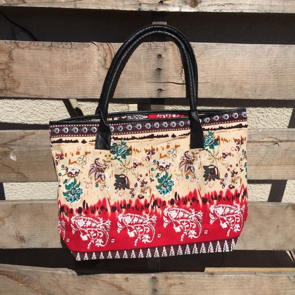 $10 CLEARANCE LAST ONE Floral Print Large Tote Bag - Picture 2 of 7