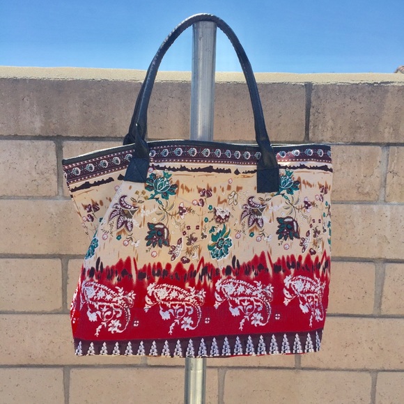 $10 CLEARANCE LAST ONE Floral Print Large Tote Bag - Picture 3 of 7