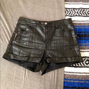 Faux leather shorts