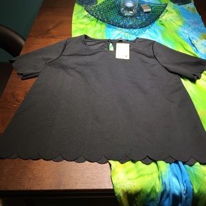 MUST GO Brand New Black Scalloped Top