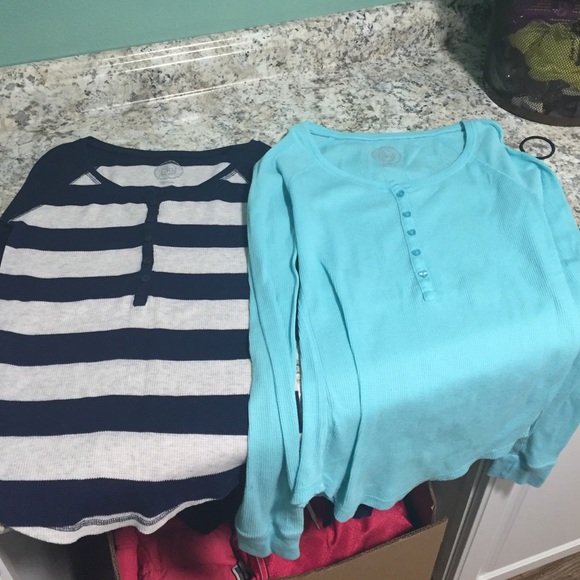Two thermal long sleeve tops