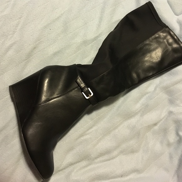 Black Tall Wedge Boot