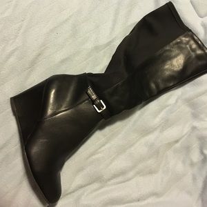 Black Tall Wedge Boot